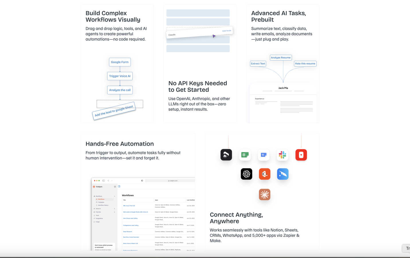 Svalync application interface and features