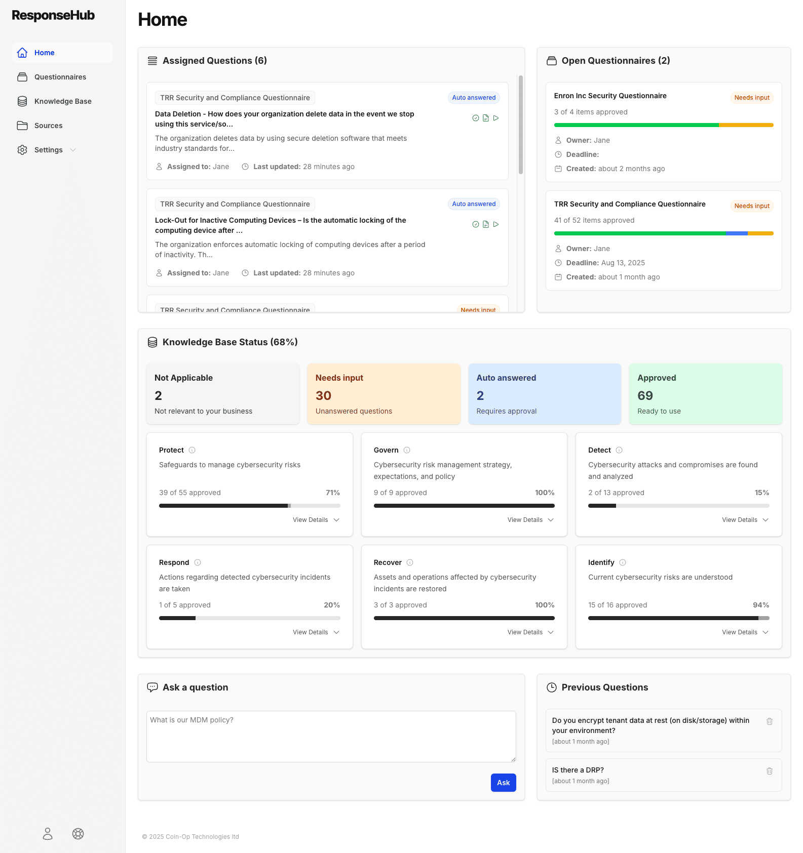 ResponseHub application interface and features