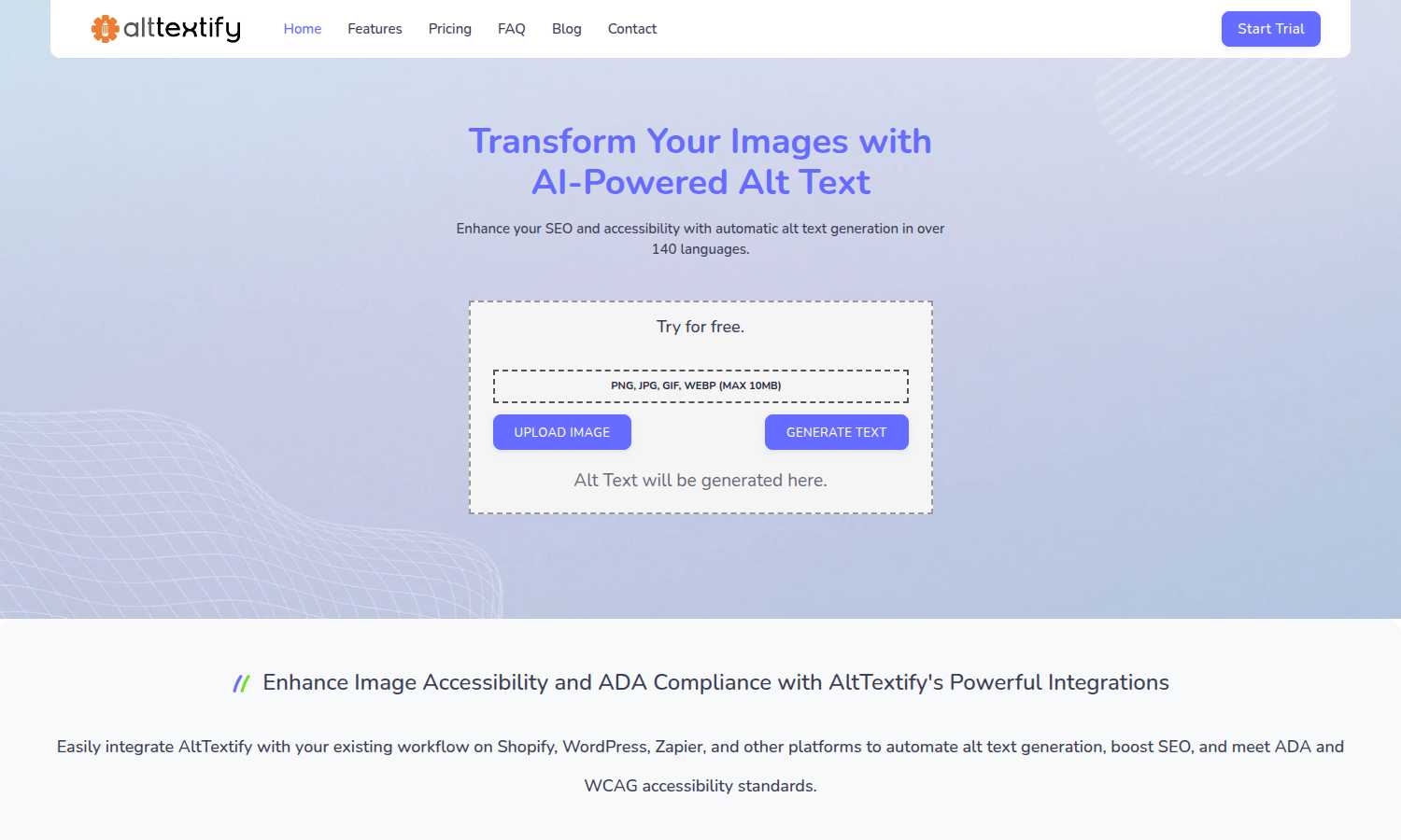 AltTextify application interface and features