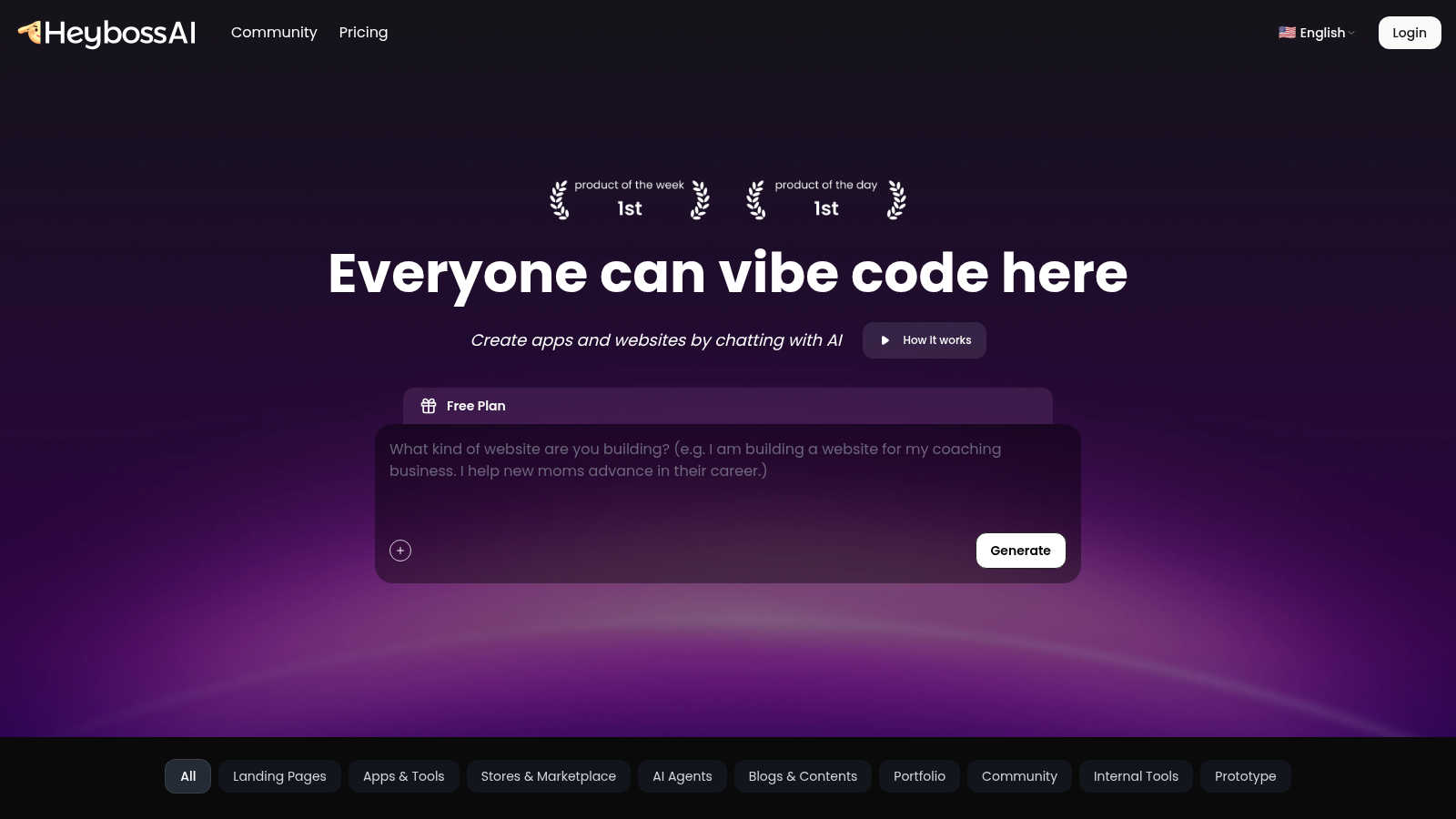 HeyBoss application interface and features