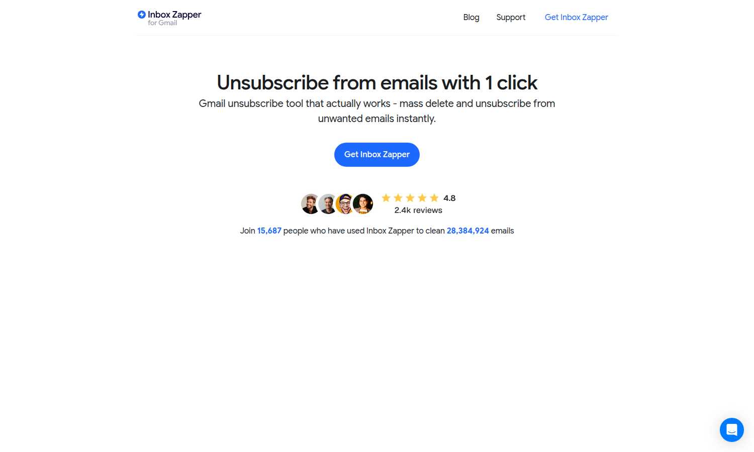 Inbox Zapper application interface and features