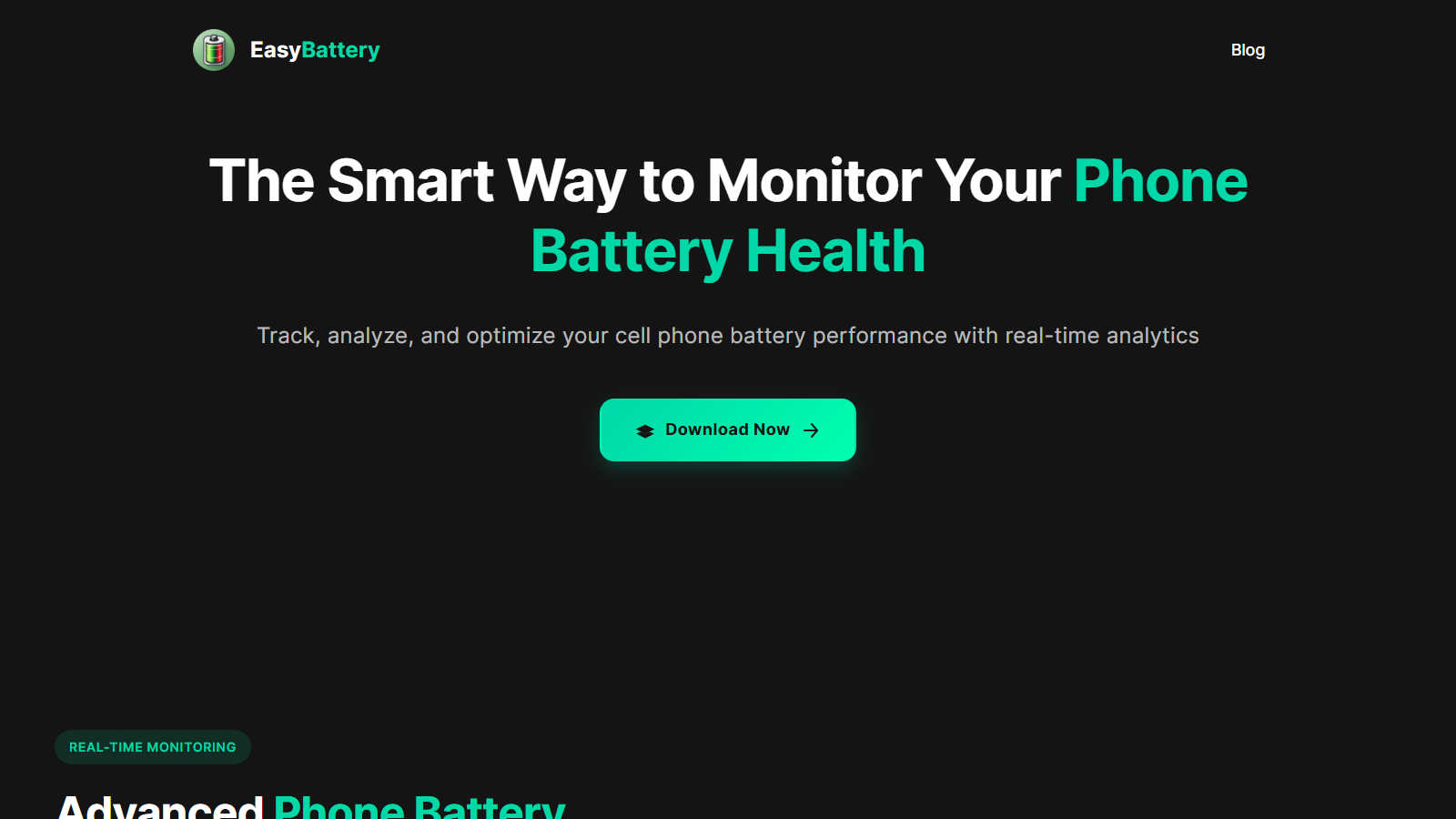 EasyBattery application interface and features