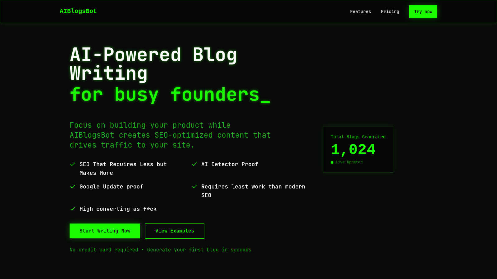 AIBLOGbot application interface and features