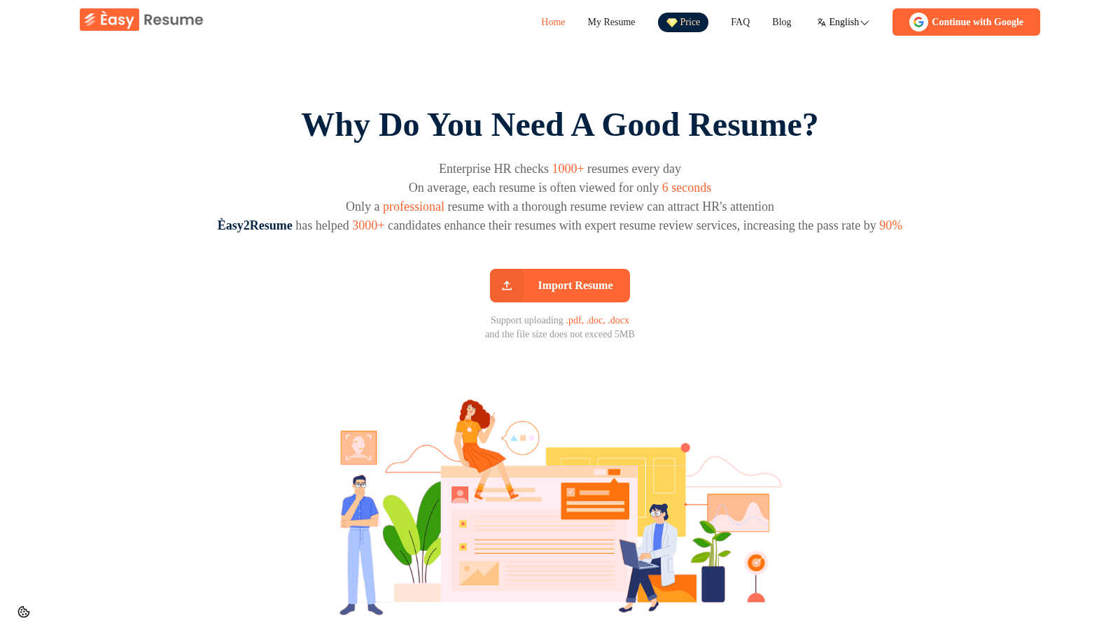 Easy2Resume application interface and features