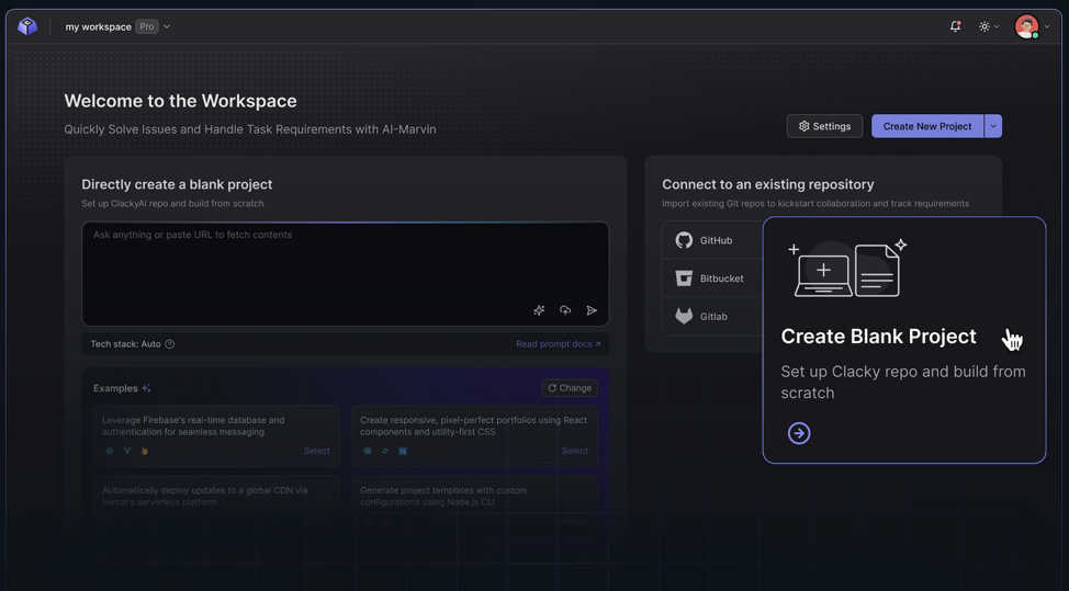 ClackyAI application interface and features