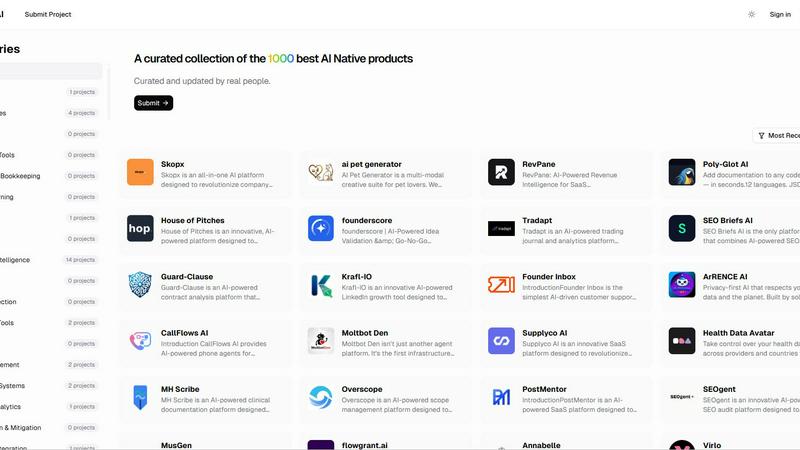 1000ai application interface and features