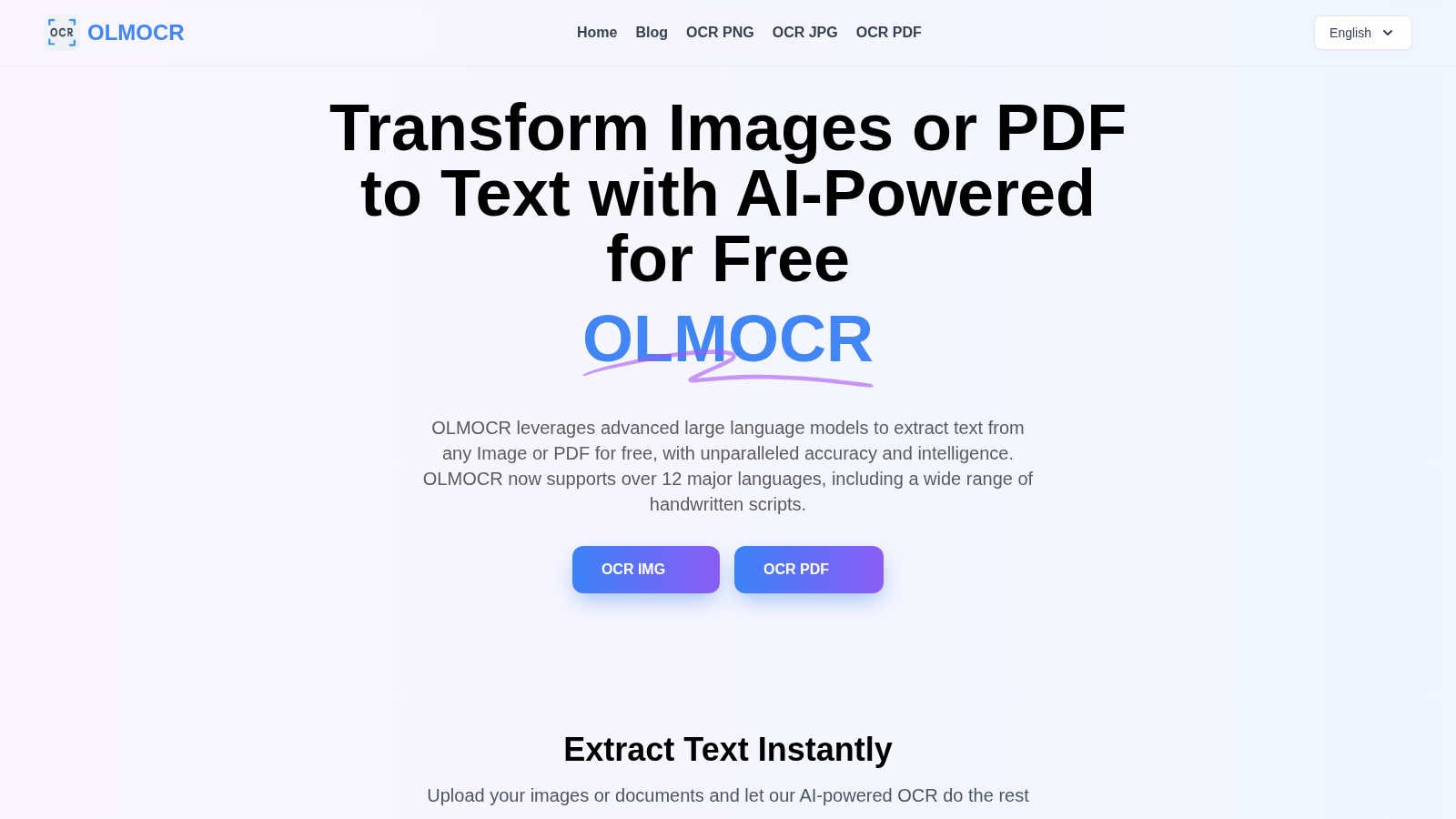 OLMOCR application interface and features