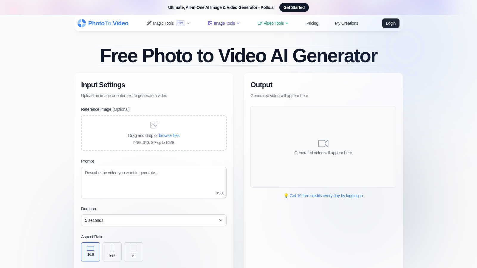 PhotoTo.Video application interface and features