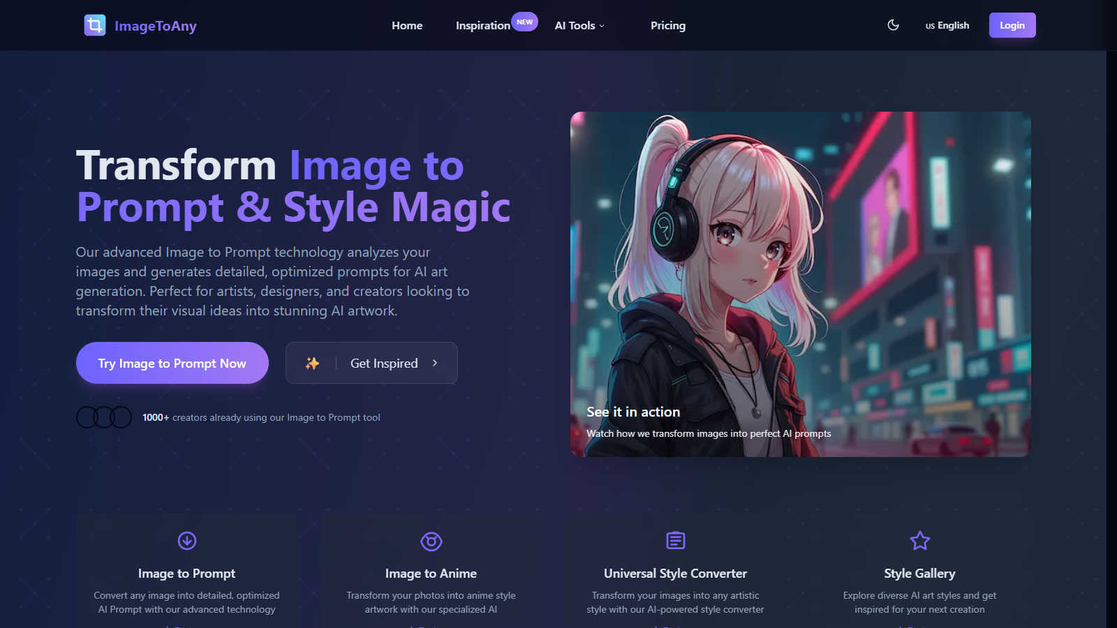 ImageToAny application interface and features