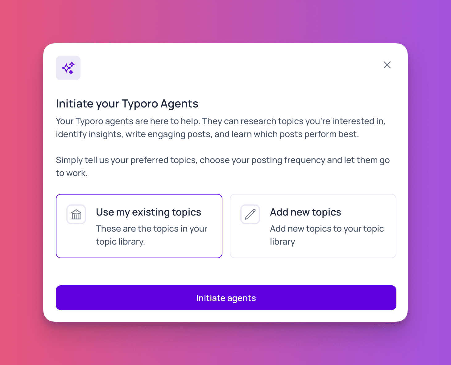 Typoro application interface and features