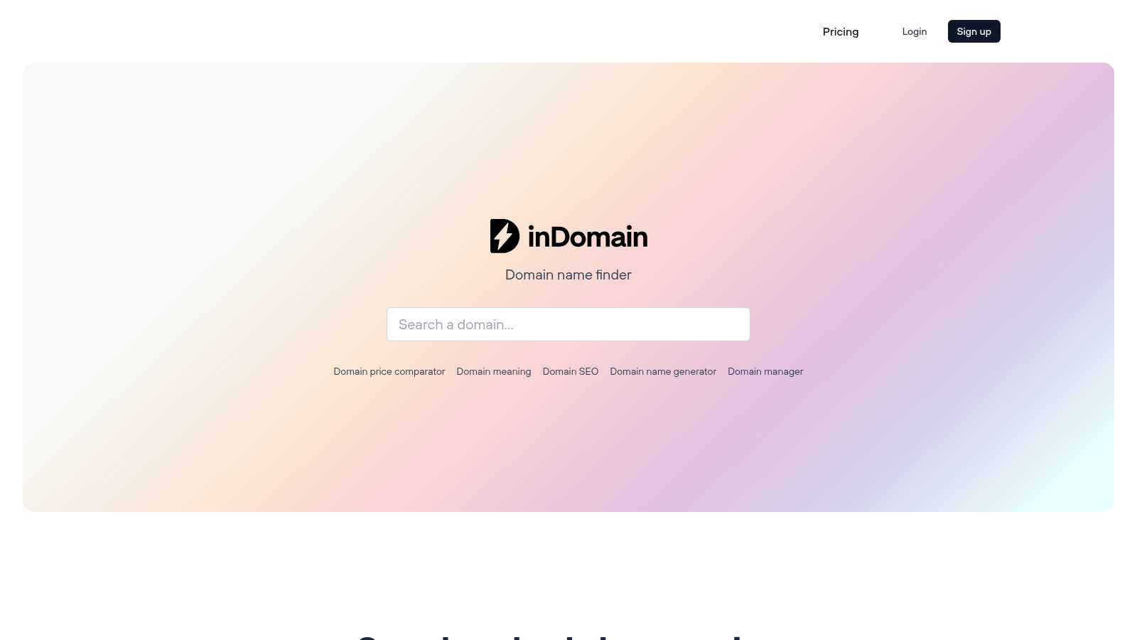 inDomain application interface and features