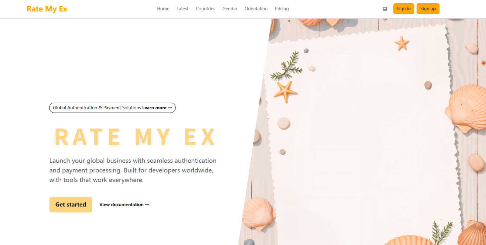 Rate My Ex Platform application interface and features
