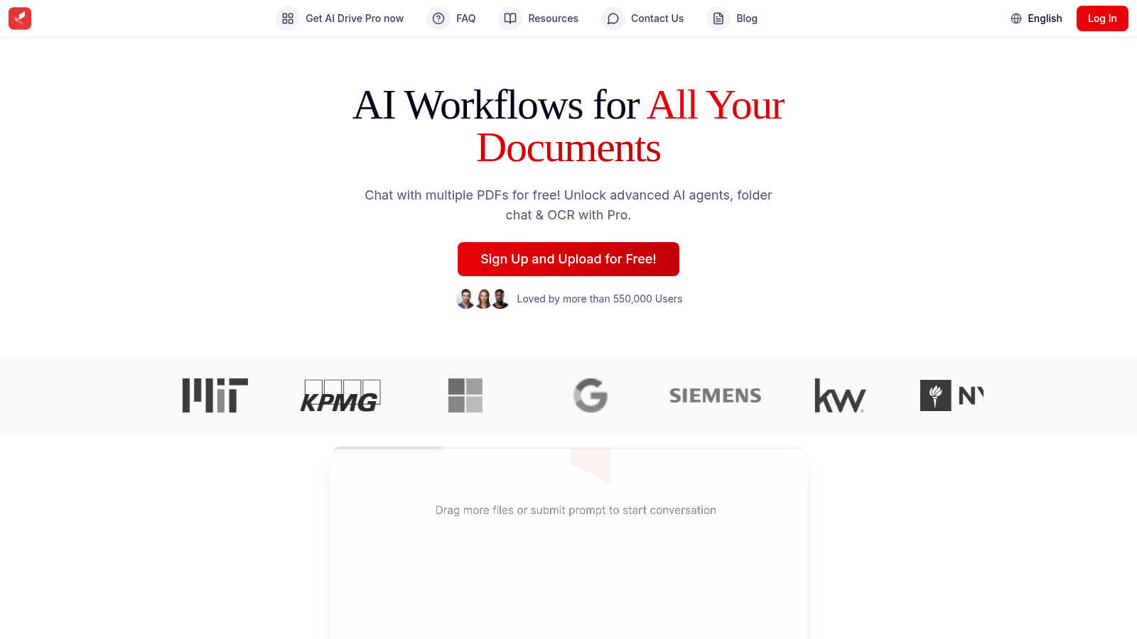 AI Drive application interface and features
