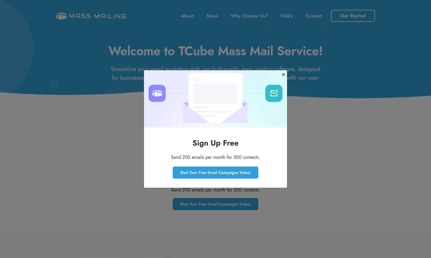 TCube Mass Mail application interface and features