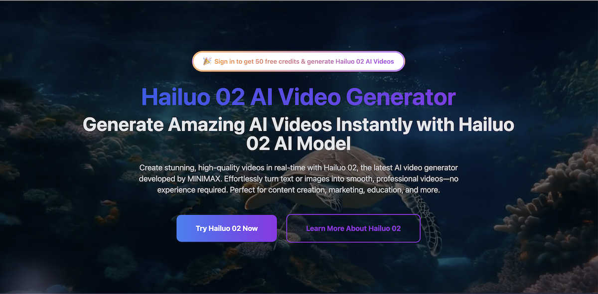 Hailuo 02 AI Video Generator application interface and features