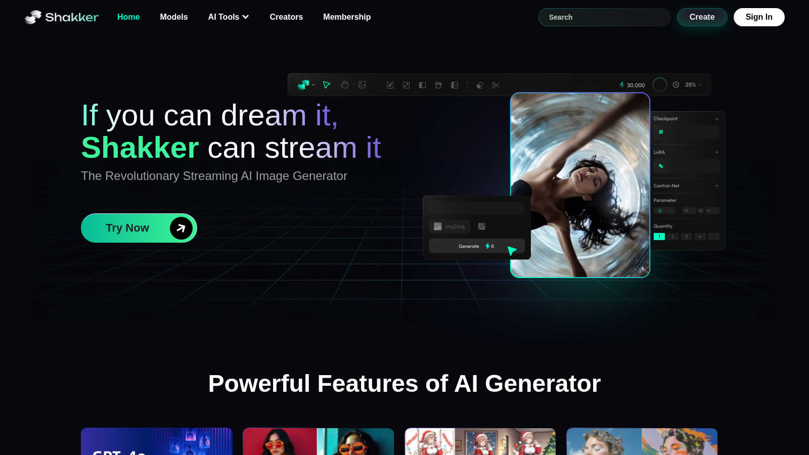 Shakker application interface and features