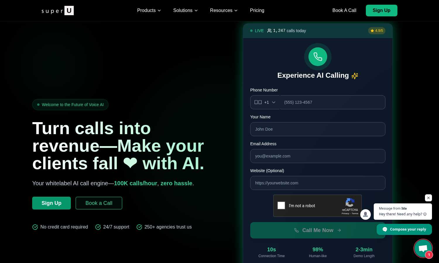 Superu application interface and features