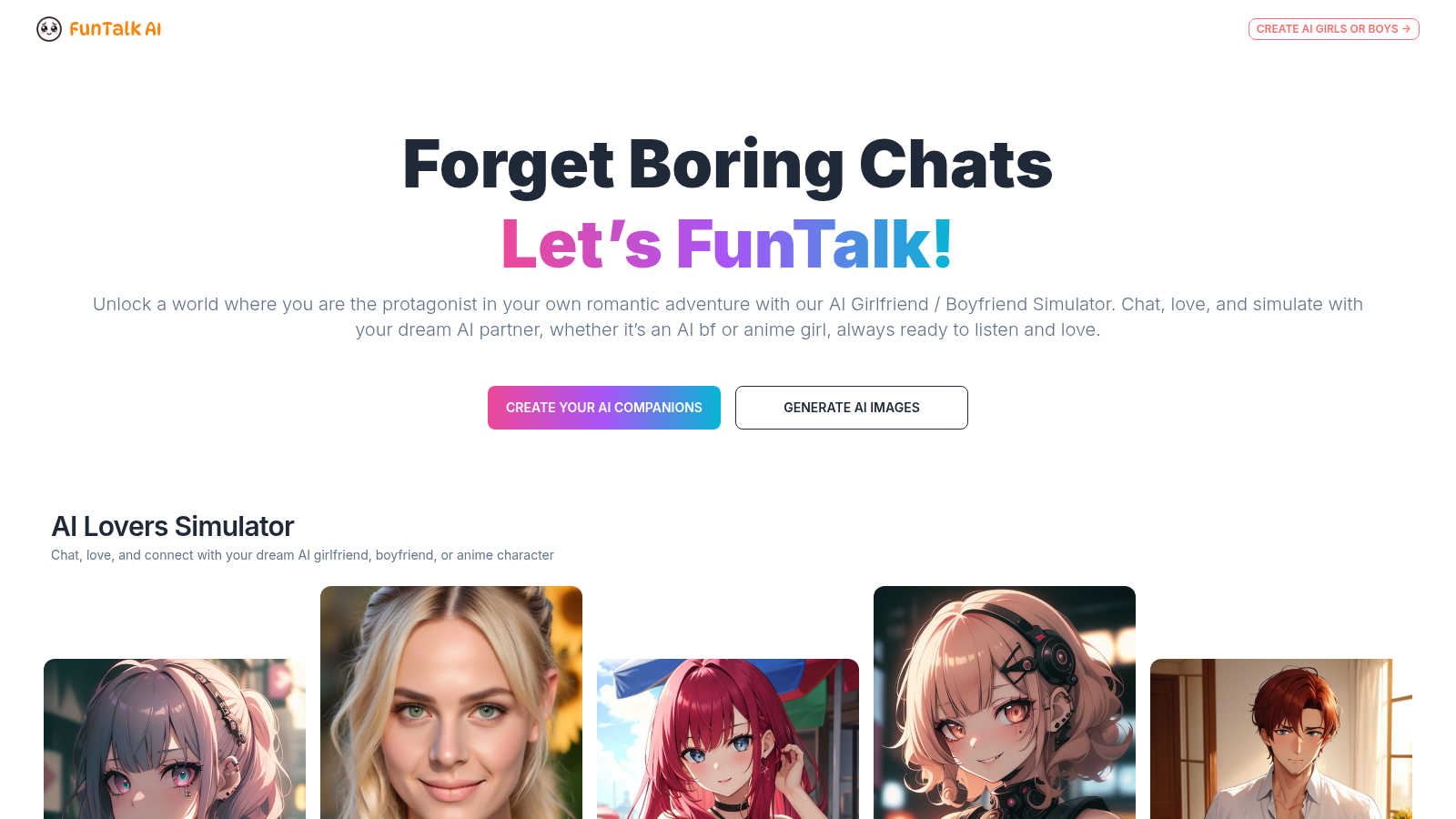 FunTalk AI application interface and features