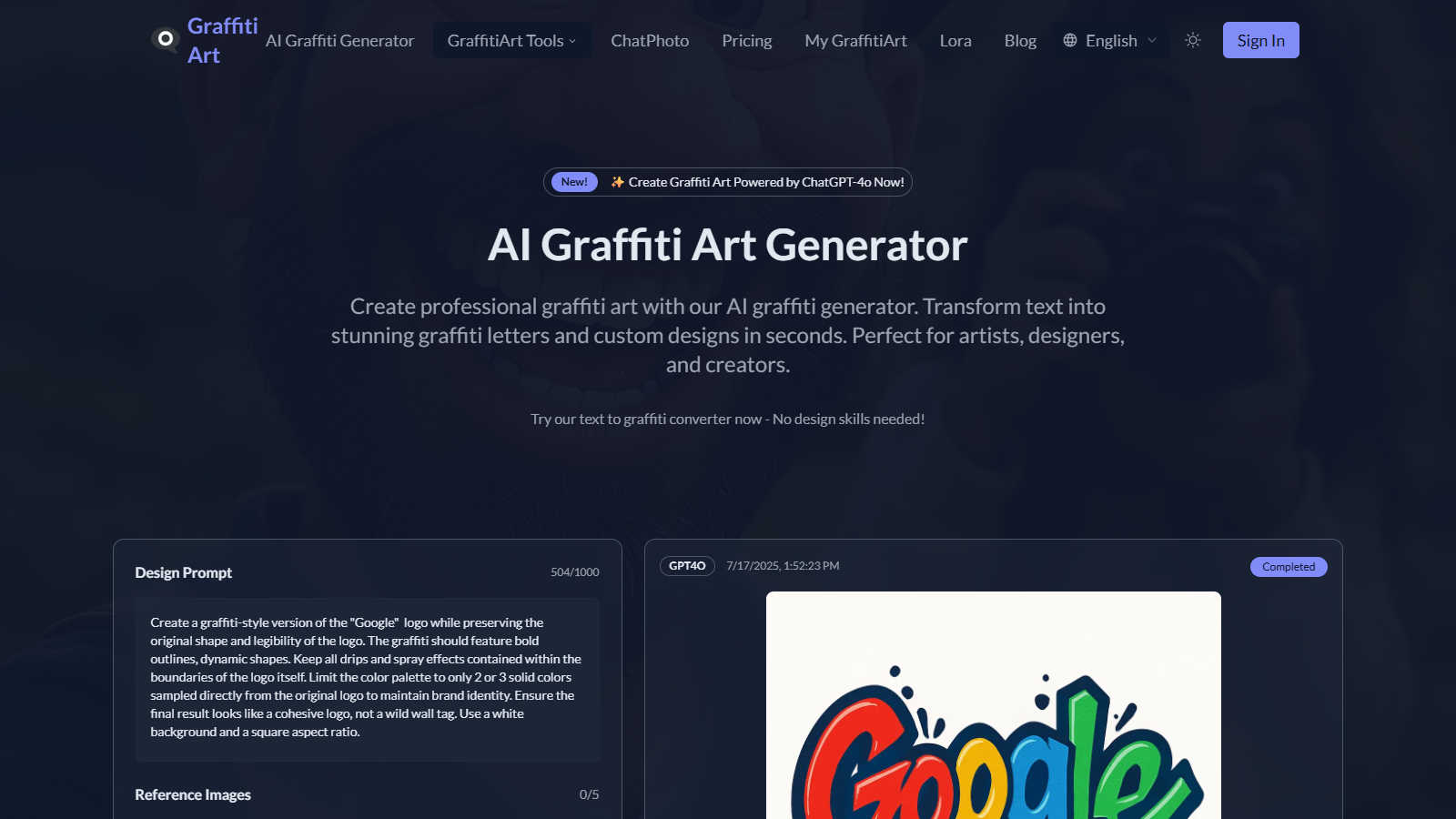 Graffiti Art application interface and features