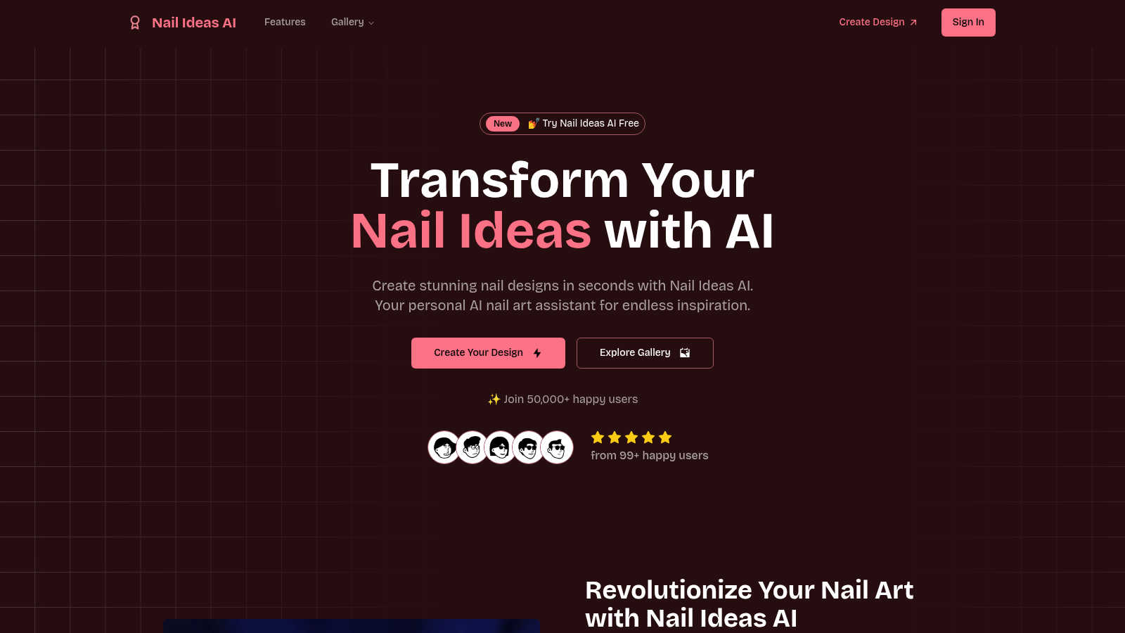 Nail Ideas AI application interface and features