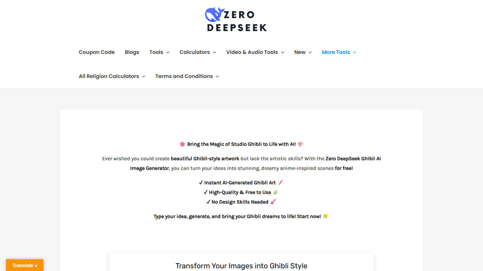 Zero DeepSeek application interface and features