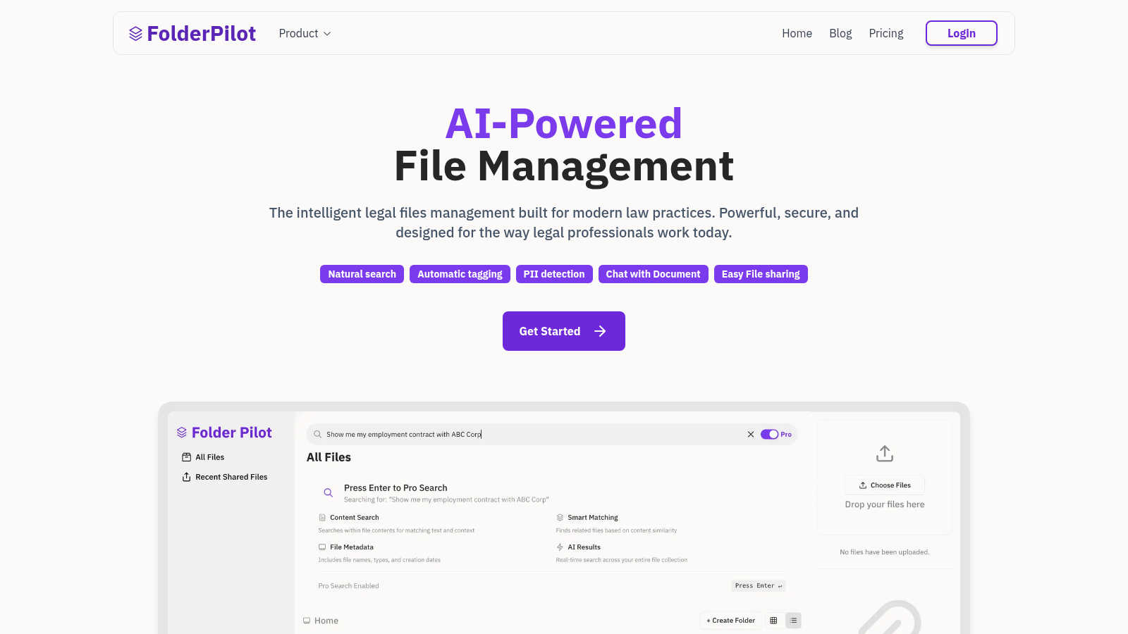 Folder Pilot application interface and features