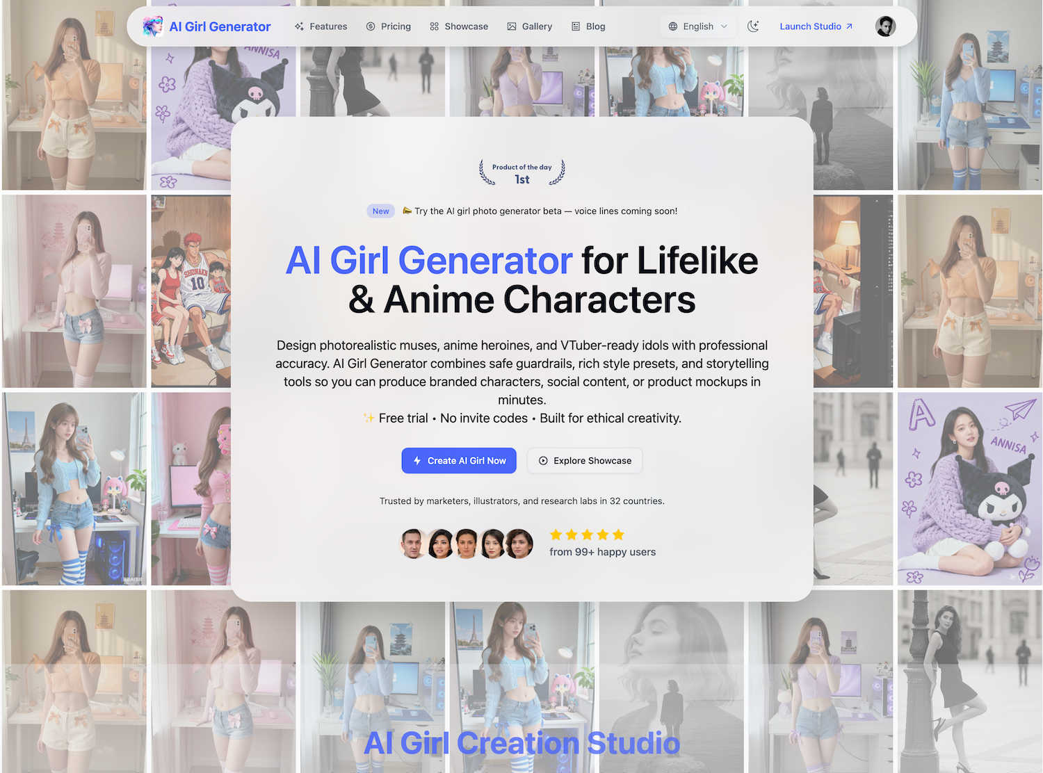 AI Girl Generator  application interface and features