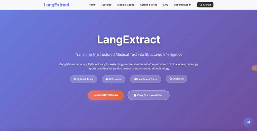 LangExtract application interface and features