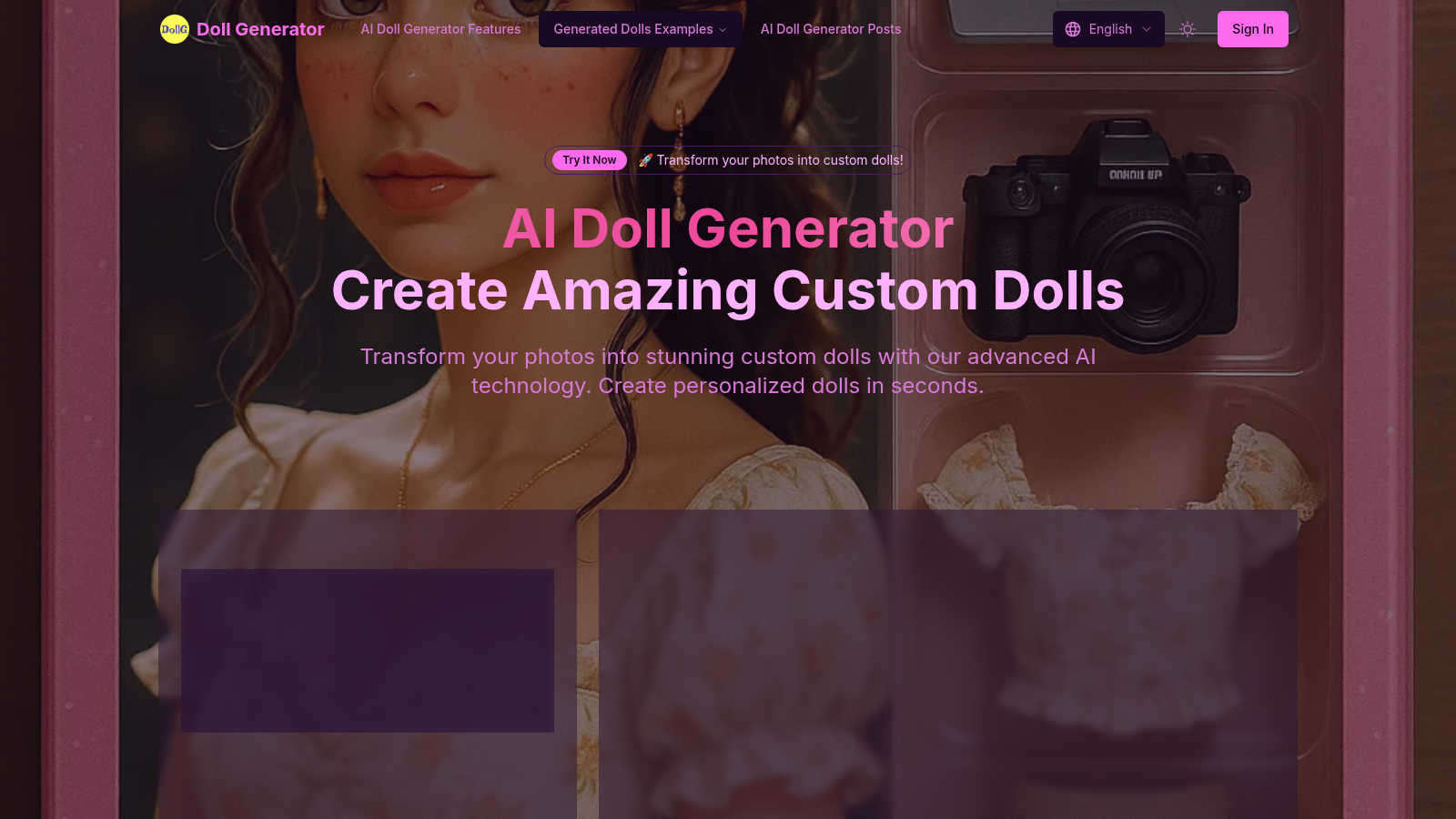 Doll Generator application interface and features