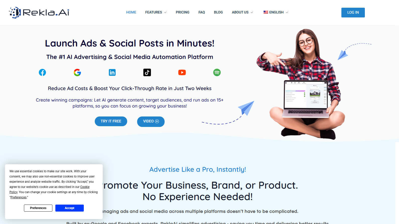 Rekla application interface and features
