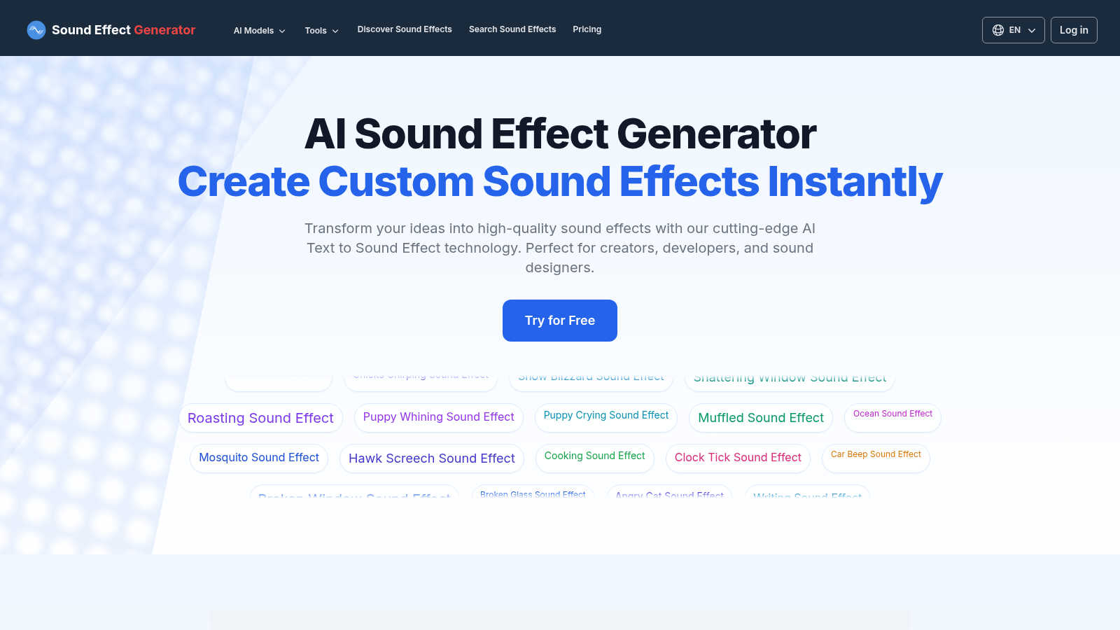 Sound Effect Generator application interface and features