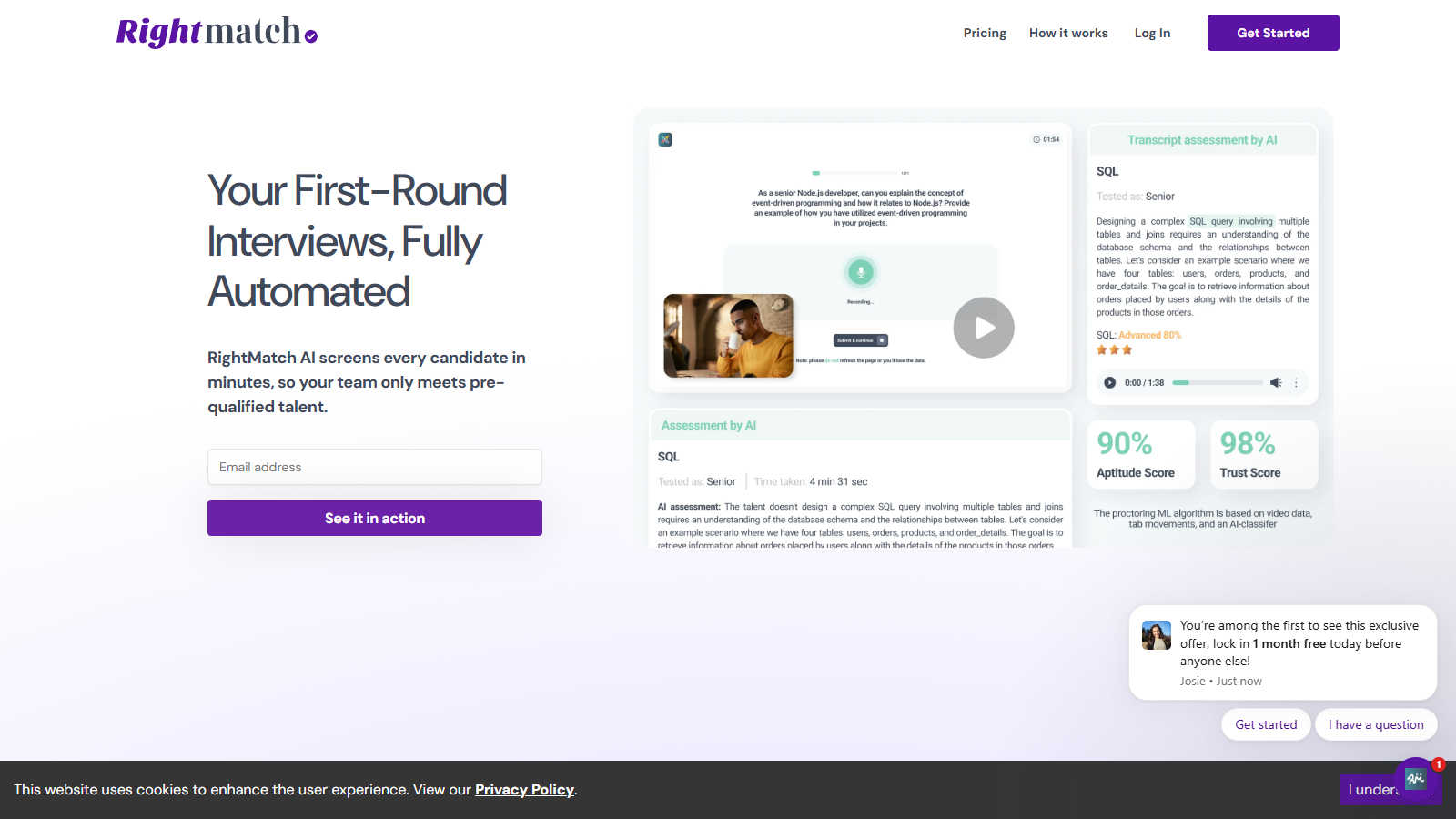 RightMatch AI application interface and features
