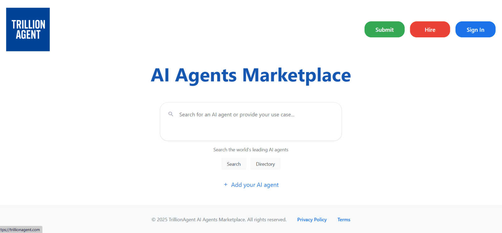 AI Agents Marketplace application interface and features