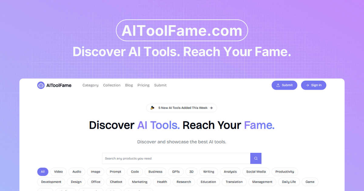 AIToolFame application interface and features