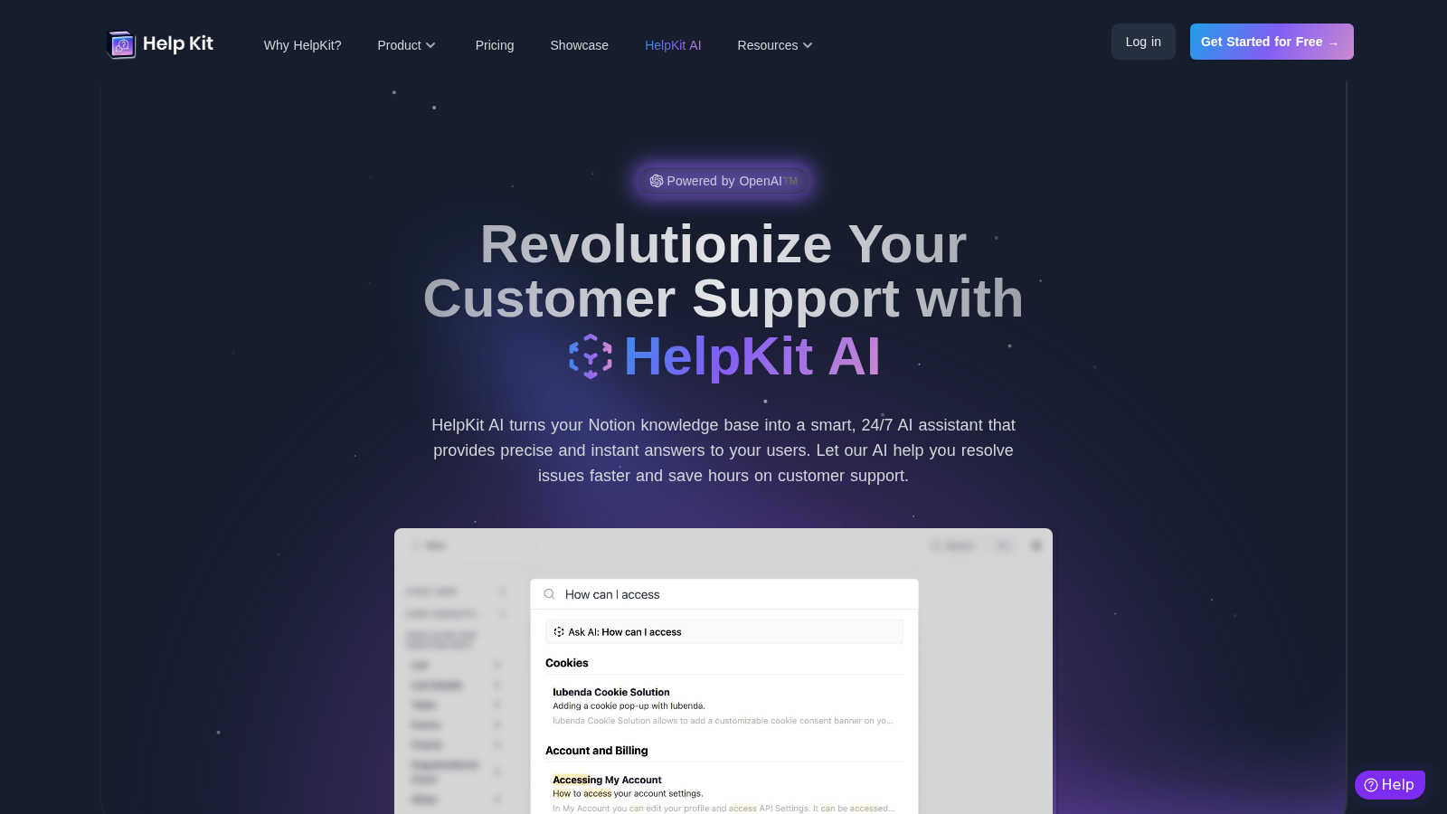 HelpKit AI application interface and features