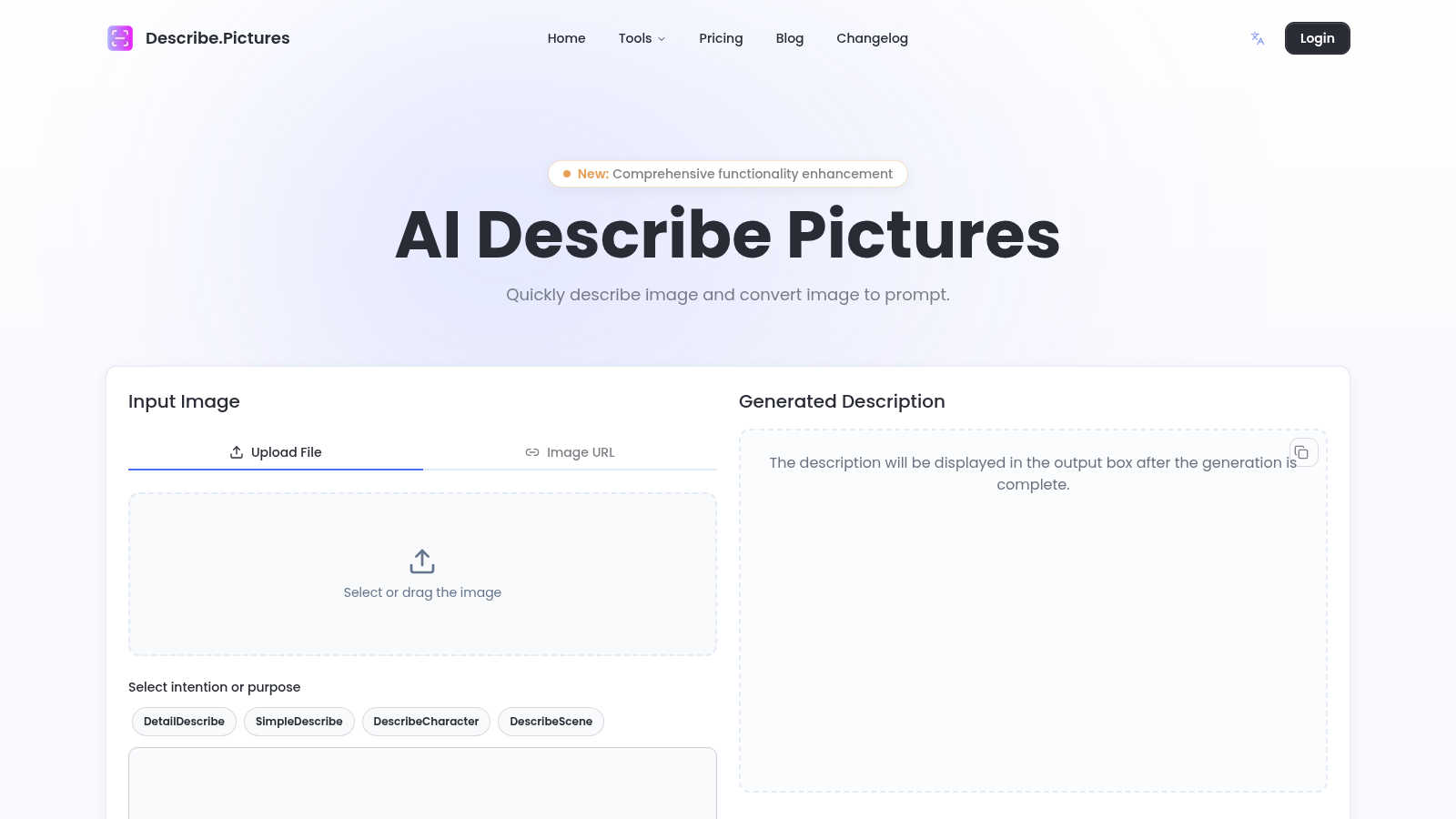 Describe.Pictures application interface and features