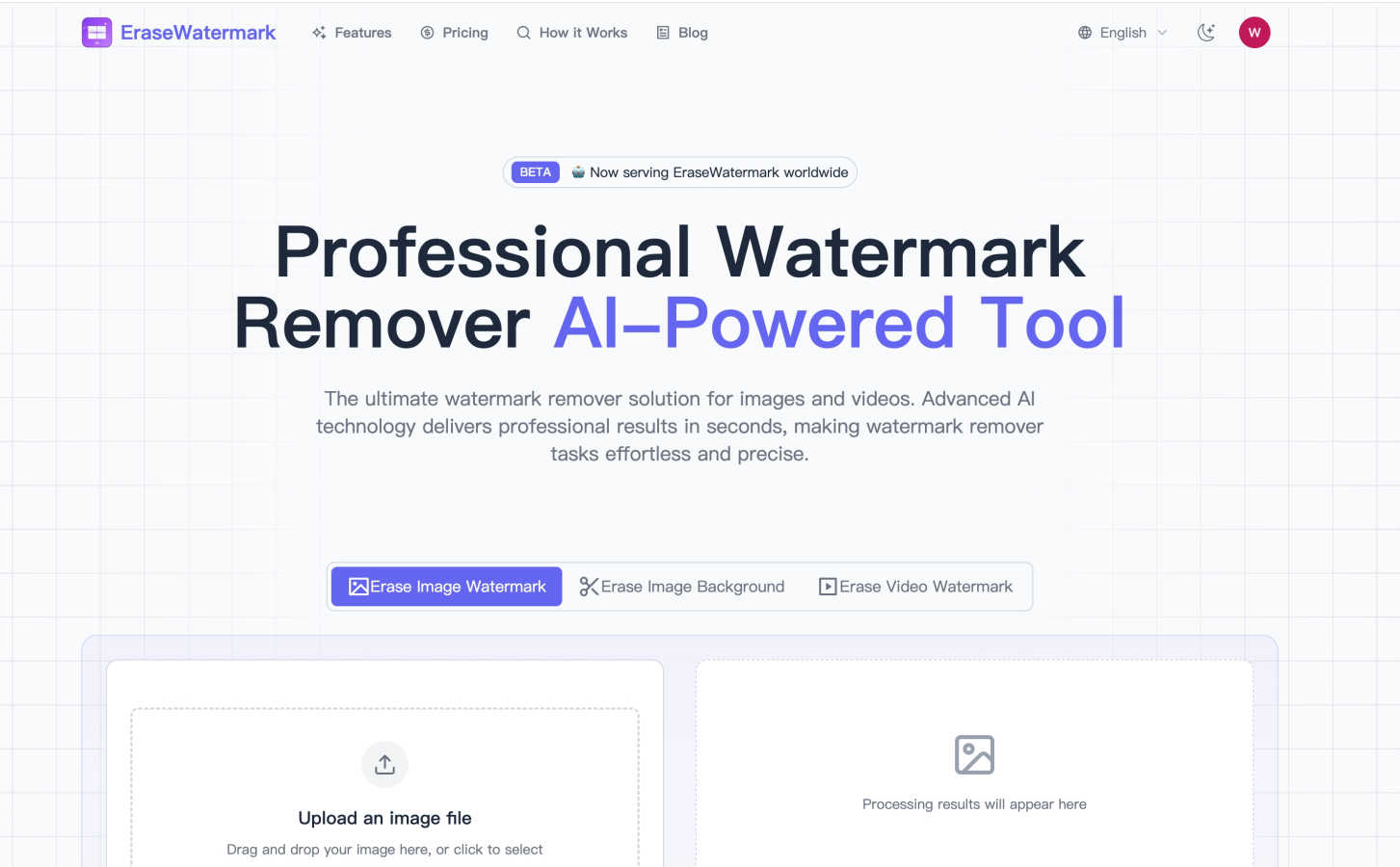 EraseWatermarkAI application interface and features