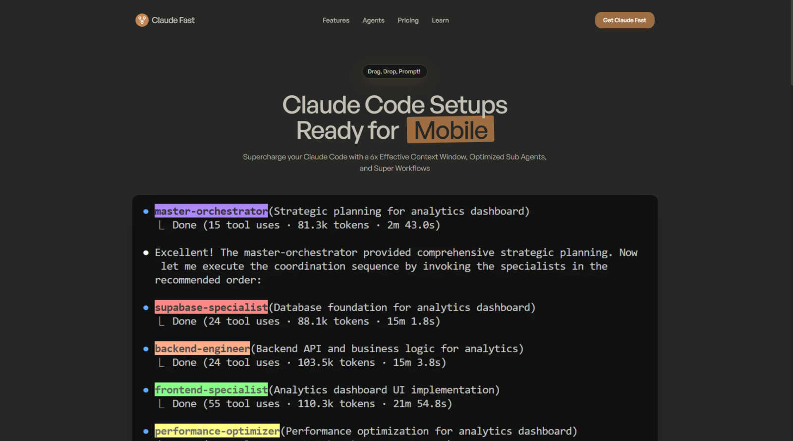 ClaudeFast application interface and features