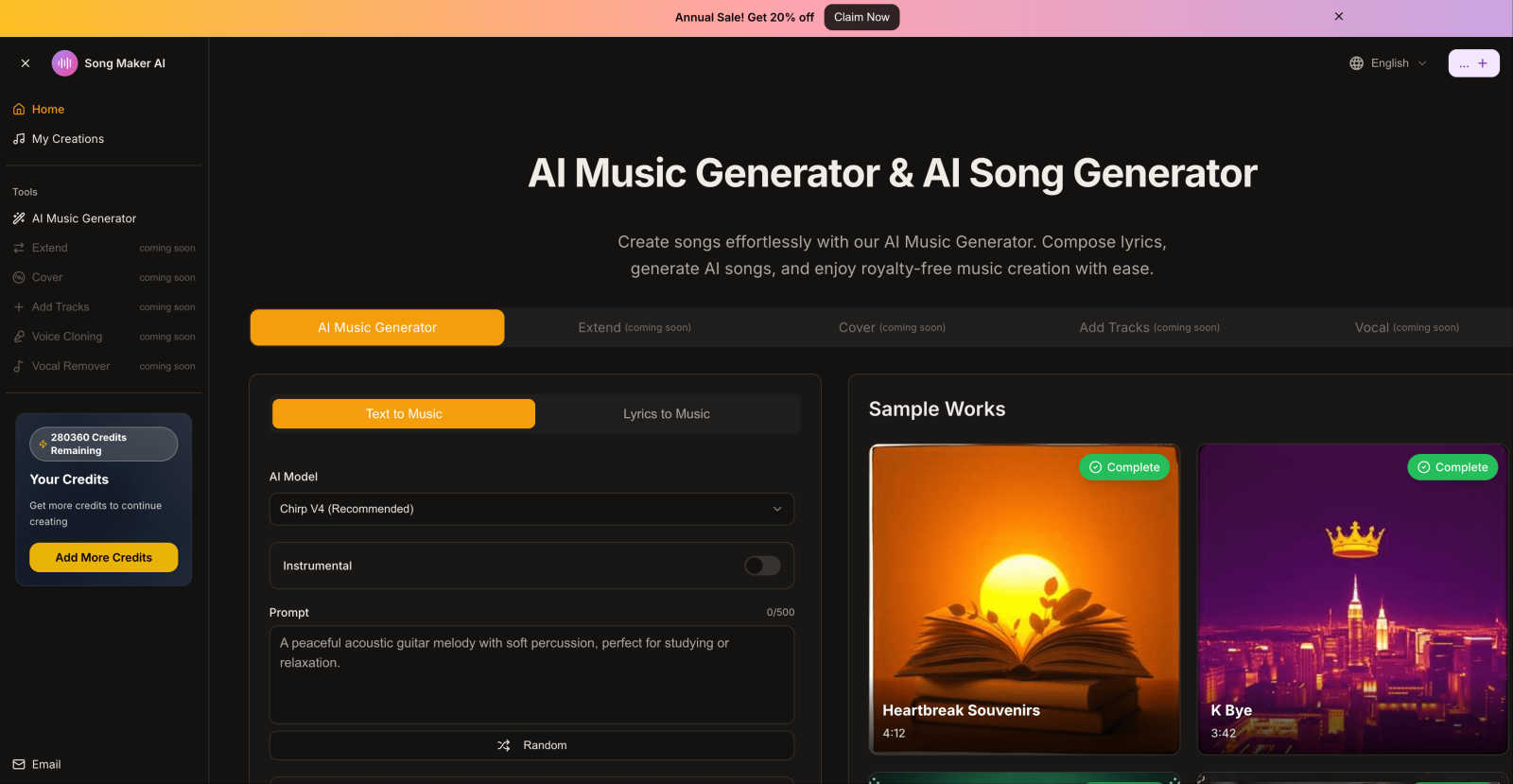 Song Maker AI application interface and features