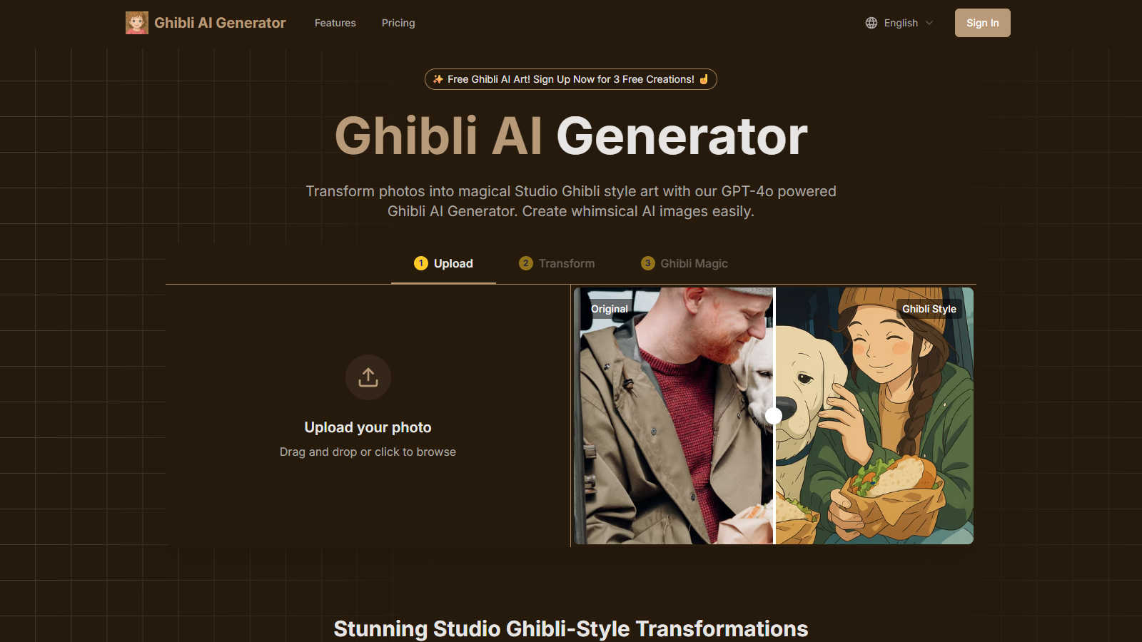 Ghibli AI Generator application interface and features