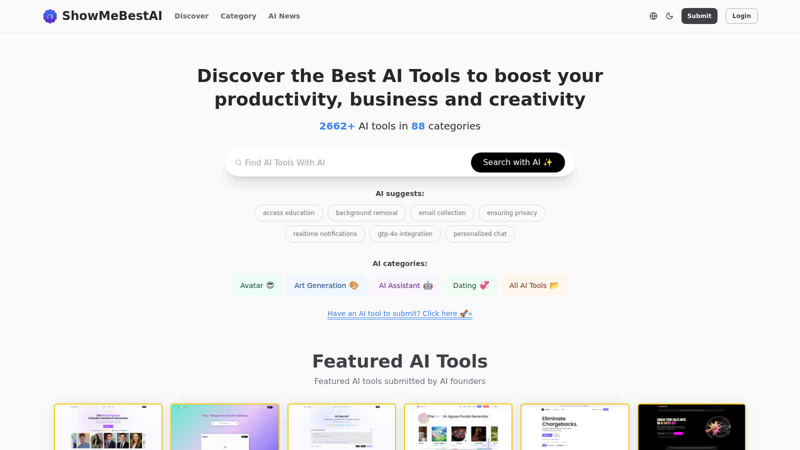ShowMeBest.ai application interface and features