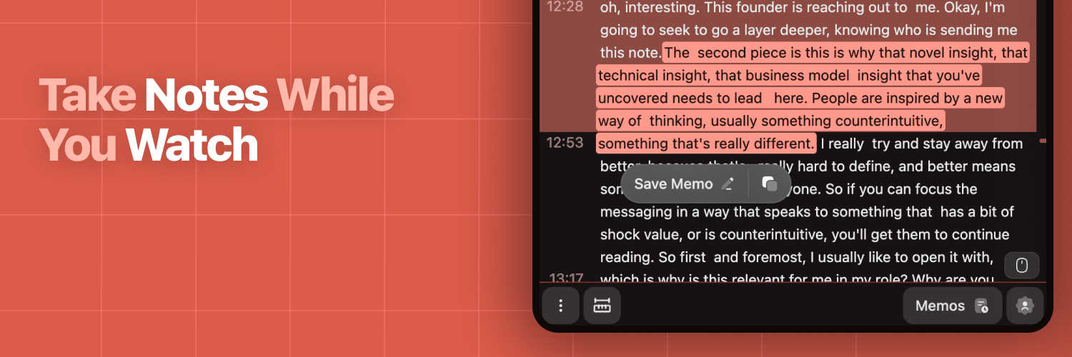 TubeMemo application interface and features