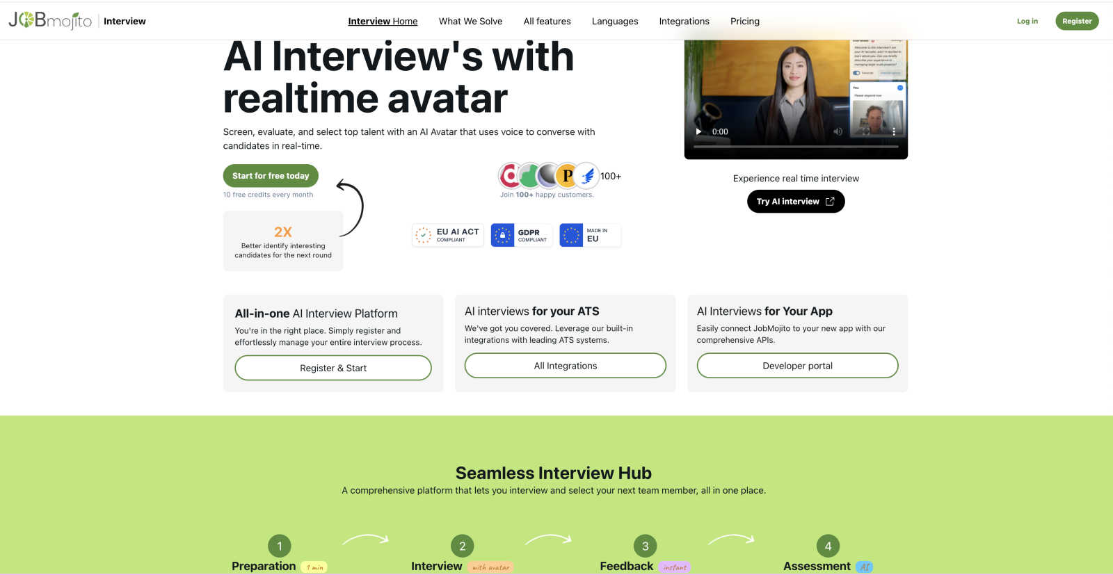 JobMojito application interface and features