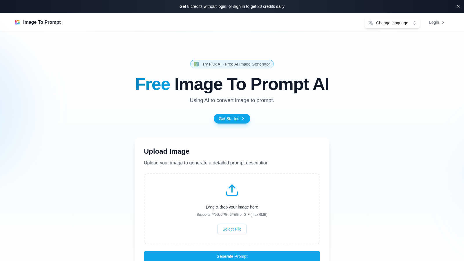 Image to Prompt AI application interface and features