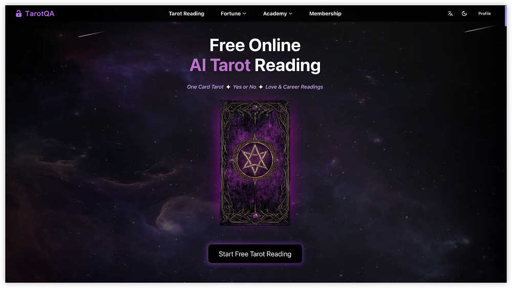 TarotQA application interface and features