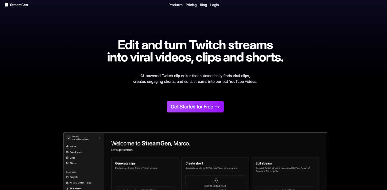 StreamGen application interface and features