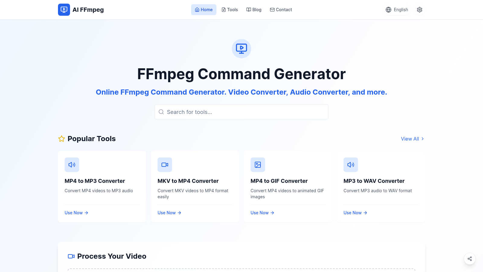 FFmpeg Command Generator | AI FFmpeg application interface and features