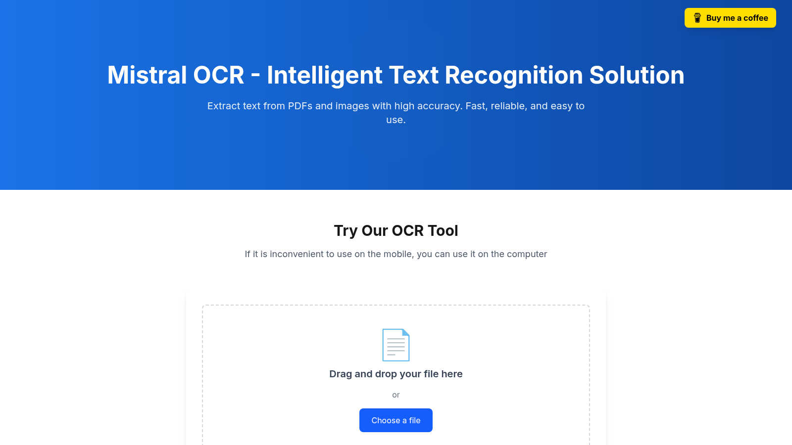 mistral OCR application interface and features