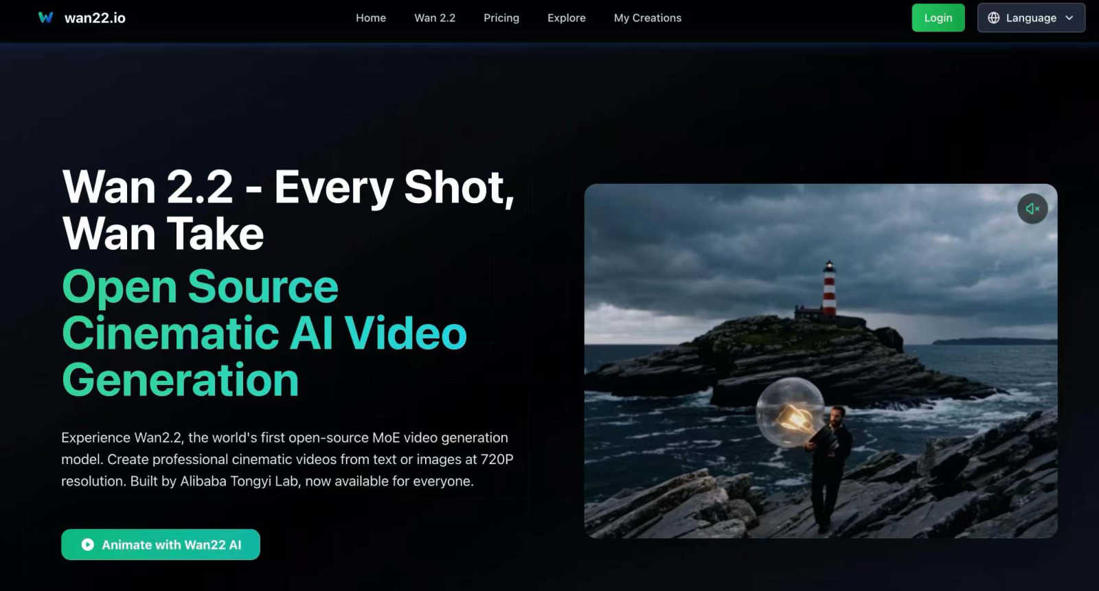 Wan2.2 Video generation application interface and features
