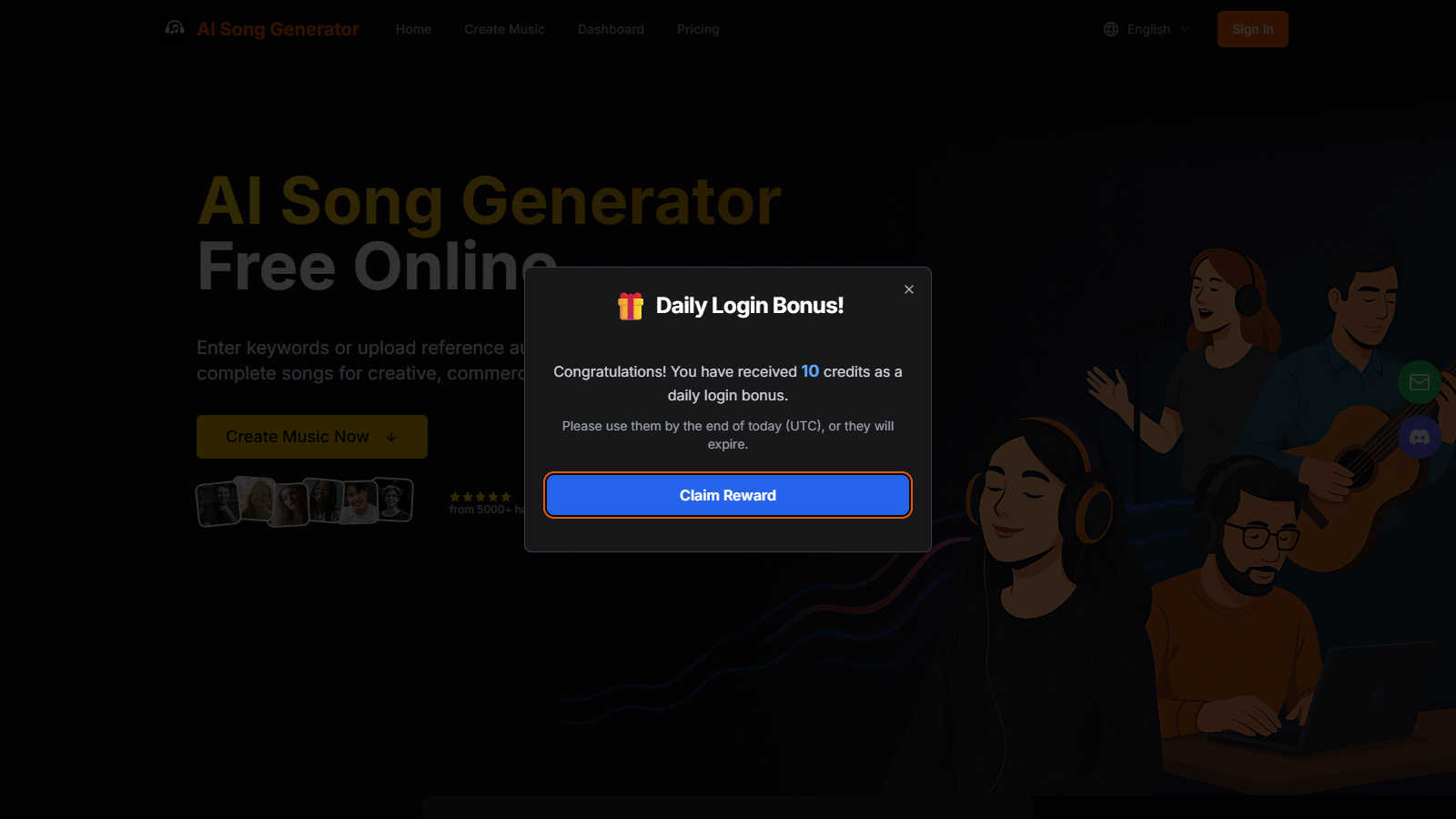 AI Song Generator Free Online application interface and features